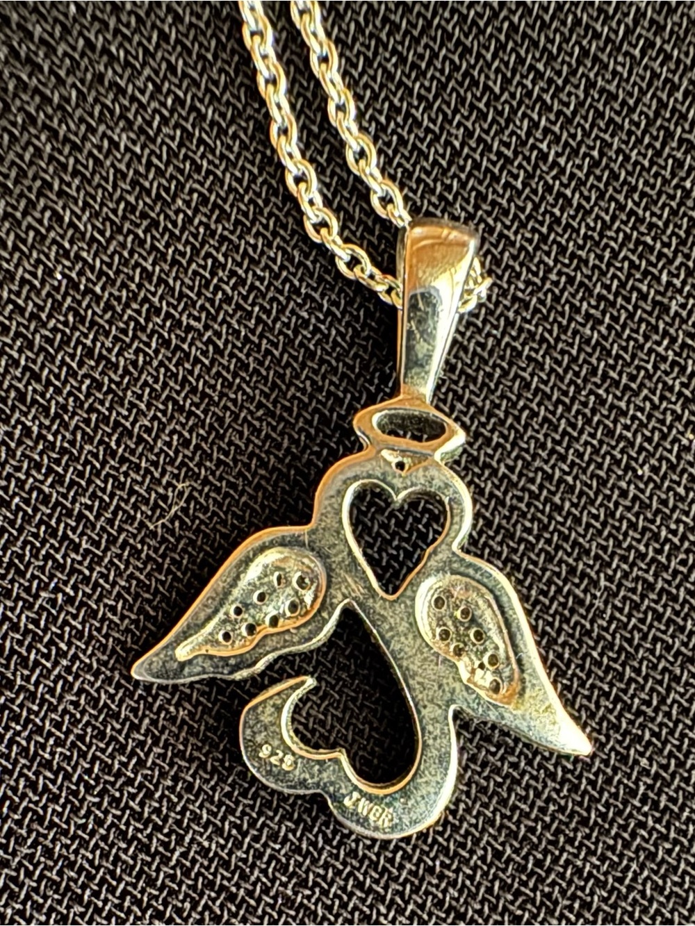 Sterling Silver Diamond Angel Necklace - Picture 6 of 8